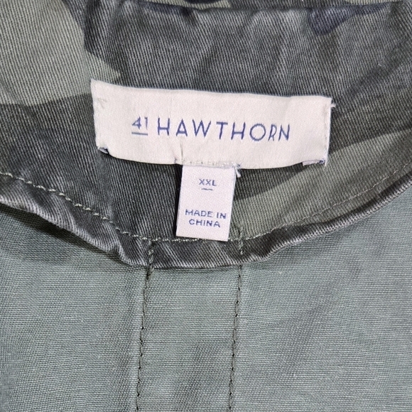 41 Hawthorn Brennan Army Green Camo Cargo 100% Cotton Utility Jacket Stitch Fix - Picture 8 of 9